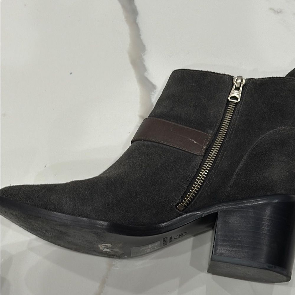 All Saints Grey Black SuedeAnkle Boots with Silver Buckle - Picture 6 of 7